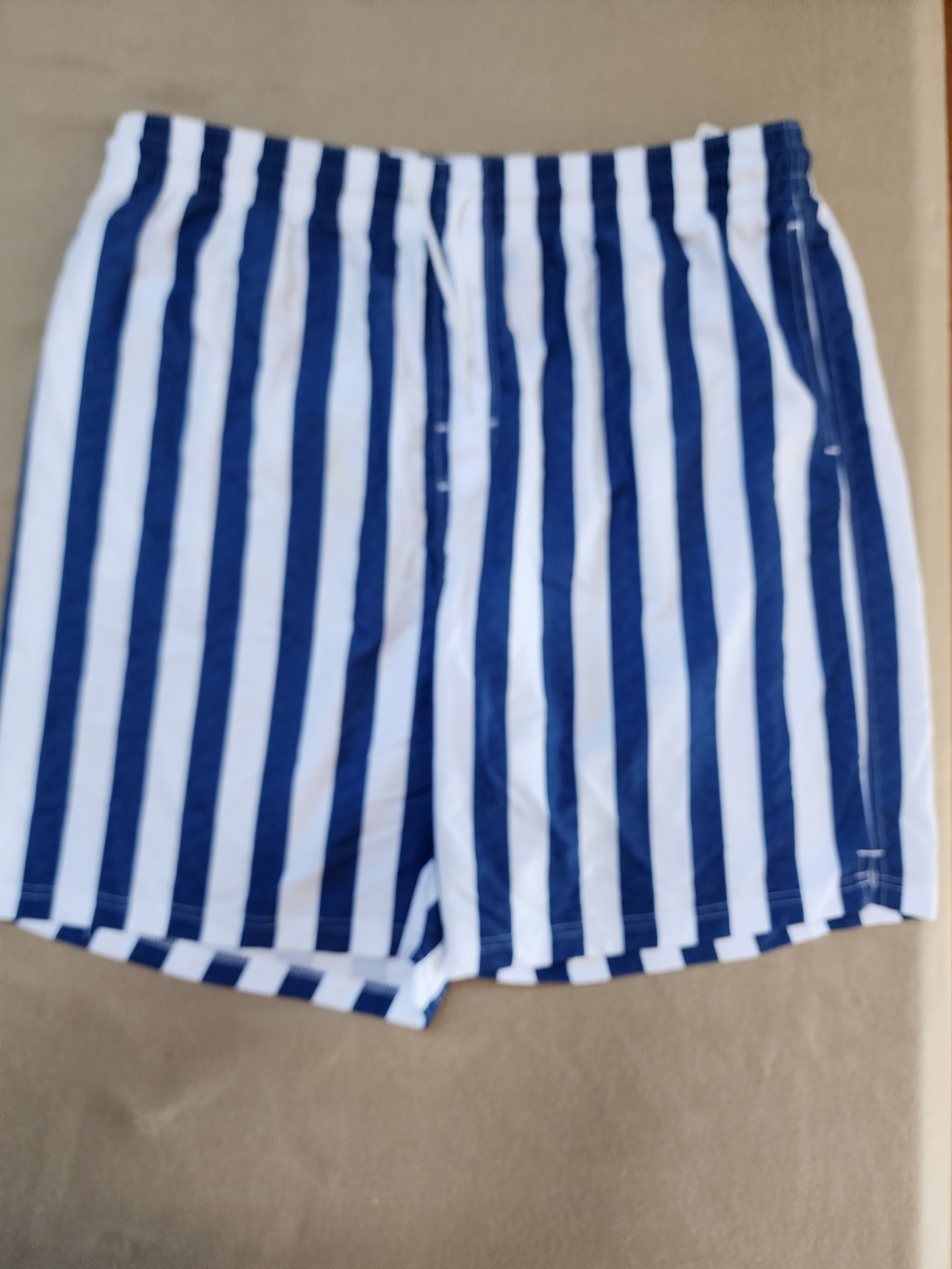 Old Navy Blue and White Striped Drawstring Swim Shorts. XL, Very Good Condition